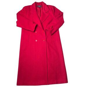 Vintage Red Wool Stephanie Mathews Winter Coat, Double Breasted